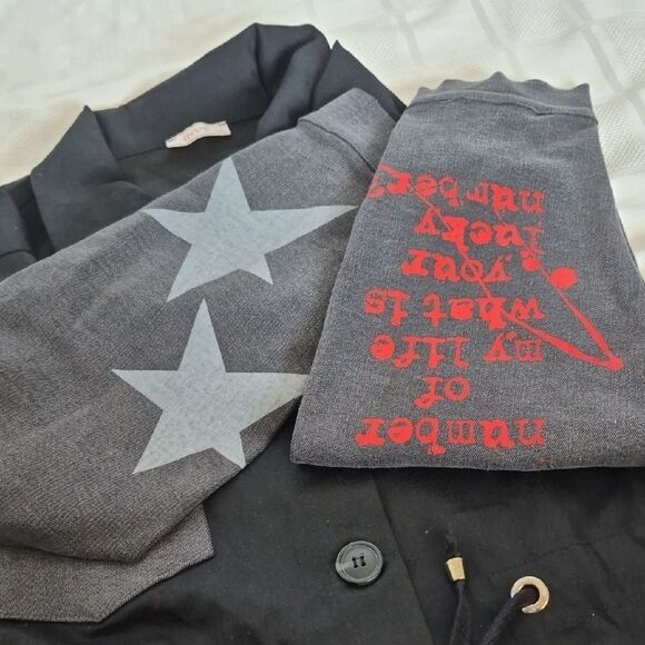 Black and Gray Jean Jacket with Star Accents - Picture 16 of 16